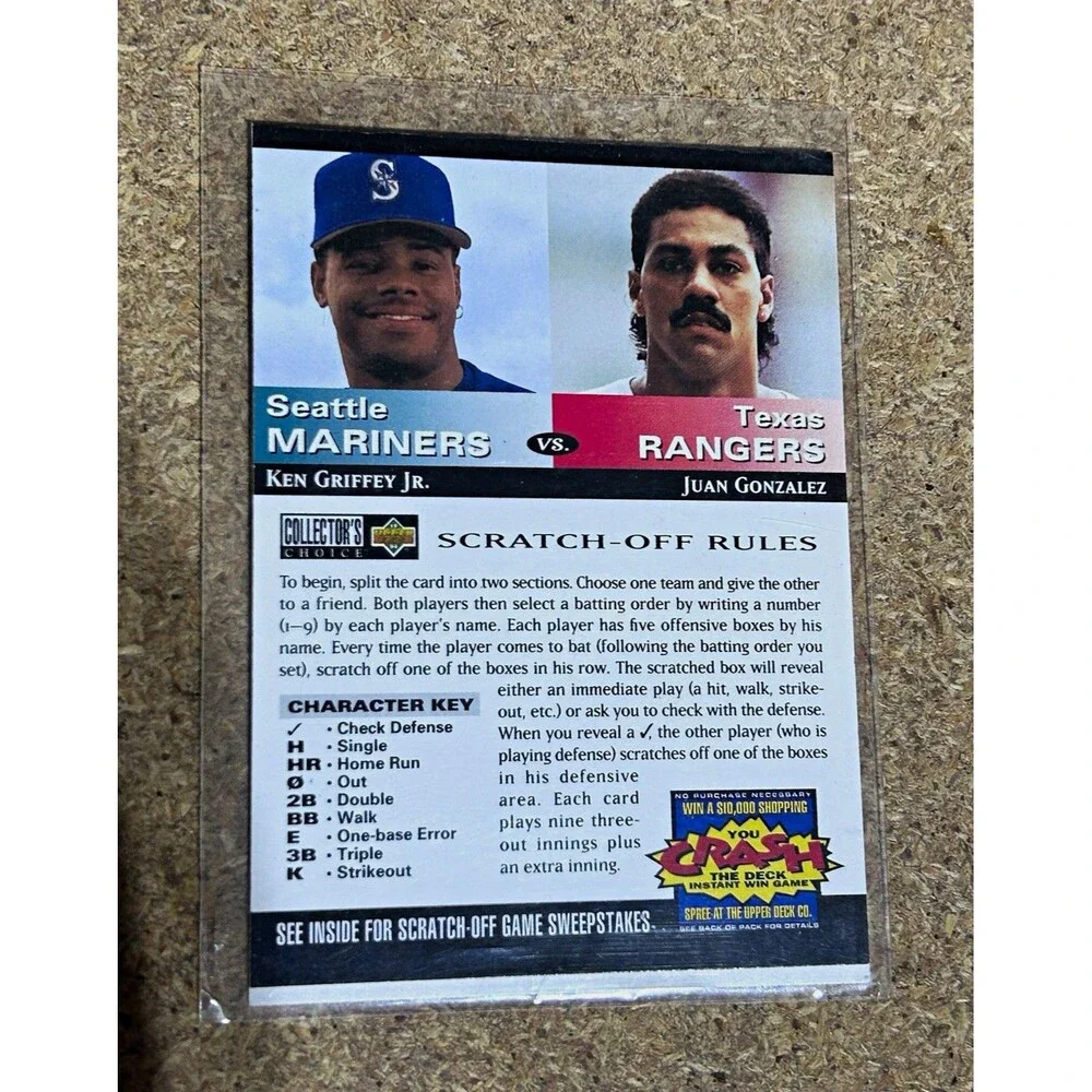 Upper Deck 1994 You Crash the Deck Scratch-Off Ken Griffey Jr / Juan Gonzalez